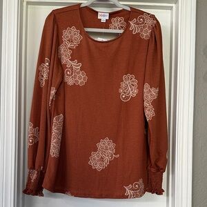 LuLaRoe Josey  Rust Long-Sleeve Floral Top
